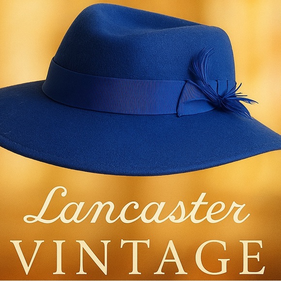 Vintage Lancaster Royal Blue Wool Fedora Hat Feather Accent Made USA Size M - Picture 8 of 12